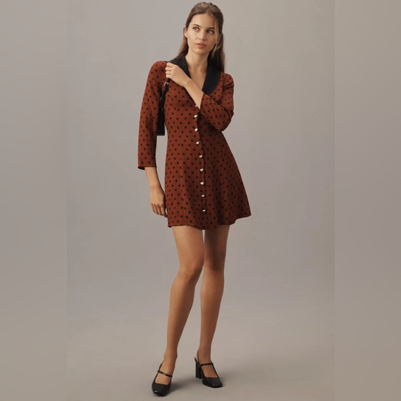 NWT! Reformation Galene Mini Dress - Fig Jam Polka Dot 🛼 - Picture 5 of 6